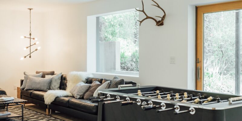 Contemporary bar and game room in Salt Lake City, UT designed with simplicity in mind.